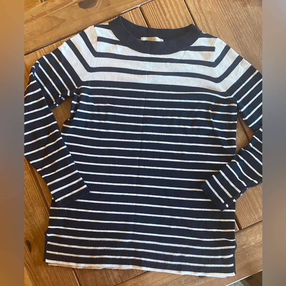 Loft Sweater M Navy Blue with White Stripes